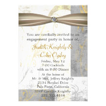 Distressed Flourishes Engagement Party Invitation