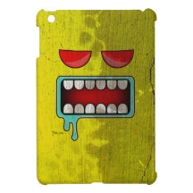 Distressed Gold Drooling Red-Eyed Monster Face Cover For The iPad Mini