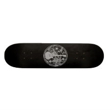 Distressed Guitar Stars Cameo Silhouette Dark BW Skate Deck