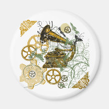Distressed Look Steampunk Design Refrigerator Magnets