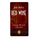 Distressed Rich Red Home Made Wine Labels