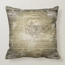 Distressed Vintage Newspaper Pillow