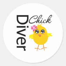 Diver Chick Round Sticker