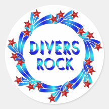 Divers Rock Red Stars Stickers