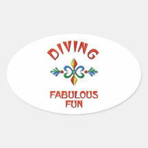 Diving Fabulous Fun Oval Sticker
