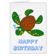 Diving Sea Turtle Birthday Card