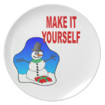 DIY Make Your Own Christmas Snowman Holiday Plate