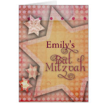DIY Polka Dot Colourful Bat Mitzvah design Greeting Card
