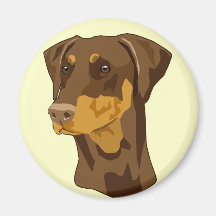 Doberman Head, Red, Uncropped Refrigerator Magnet