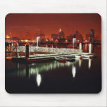 Docks Boats Night Skyline Mouse Pad