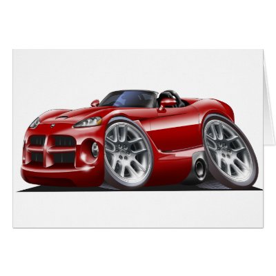 Dodge Viper Roadster Maroon Car Card by maddmaxart