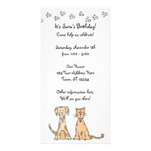 Dog and Cat Birthday Invitation Customized Photo Card