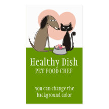 Dog cat food bowl hearts pet food chef biz cards business card