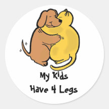 Dog & Cat Hug Sticker My Kids Have 4 Legs