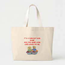 dog eat dog tote bags