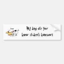 Dog eating hw bumpersticker bumper sticker