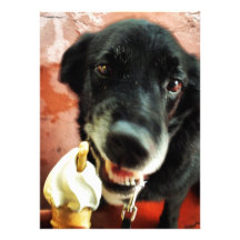 Dog Eating Ice Cream Personalized Invites