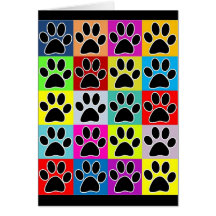 dog paw coloured greeting card