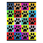 dog paw coloured postcards