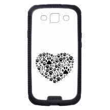 Dog Paws Trails Pawprints Heart White, Black
