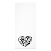 Dog Paws Trails Pawprints Heart White, Black Custom Rack Card