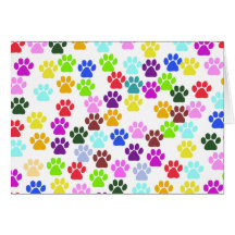 Dog Paws Trails Pawprints Red Blue Green Yellow Cards