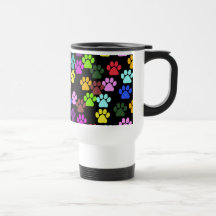 Dog Paws Trails Pawprints Red Blue Green Yellow Coffee Mugs