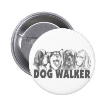 Dog Walker Pinback Buttons