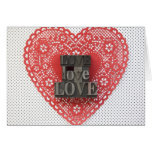 doily heart with love words greeting card