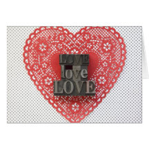 doily heart with love words greeting card