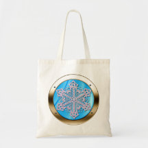 Doily in a Porthole Shopping Bag - Blue Satin
