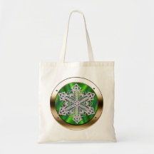 Doily in a Porthole Shopping Bag - Green Satin