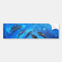 Dolphins swimming in the ocean bumper stickers