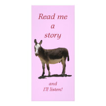 Donkey has Funny Tail Cute Children's Bookmark Full Color Rack Card