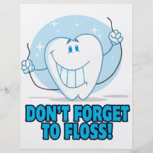 don't forget to floss flossing cartoon tooth flyers