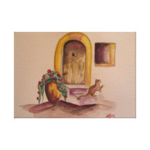Doorstep Cat Stretched Canvas Print