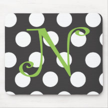 Dotted Black Mousepad Initial "N"