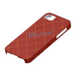 Dotted Squares on Maroon iPhone 5 Cover Template