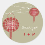 Double Happiness Xi Lantern Thank You Favours Labe Round Sticker