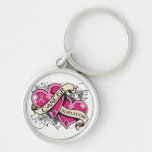 Double Heart Breast Cancer Survivor Key Chain