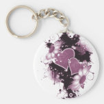 Double Hearts & Flowers - Pink Keychain