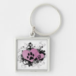 Double Paw Valentine Hearts - Pink Keychains