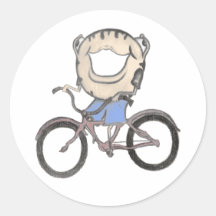 Doughnut Riding a Bicycle Round Sticker