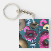 Doughnuts and Toy Robot 03 Key Chain