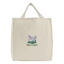 Dove and Holly Embroidered Bags
