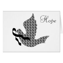 Dove of Hope Black Ribbon - Melanoma Greeting Cards