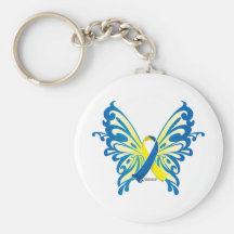 Down Syndrome Butterfly Ribbon Keychains