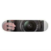 down the lens of a camera skateboard