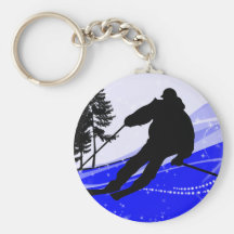Downhill on the Ski Slope Key Chain