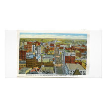 Downtown Denver, 1930s Hand Tinted Card Photo Greeting Card